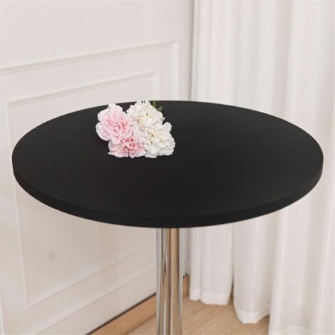 Lot de 2 nappes rondes noires ajustées de 31.5 pouces pour table de cocktail, housse de table de bar pliante en élasthanne, nappes élastiques extensibles
