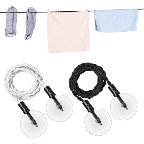 lot De 2 (noir + Blanc) Corde  Linge De Voyage Corde  Linge Rtractable Portable Avec Crochet Et Ventouse Accessoires De Camping Cruise Essentials