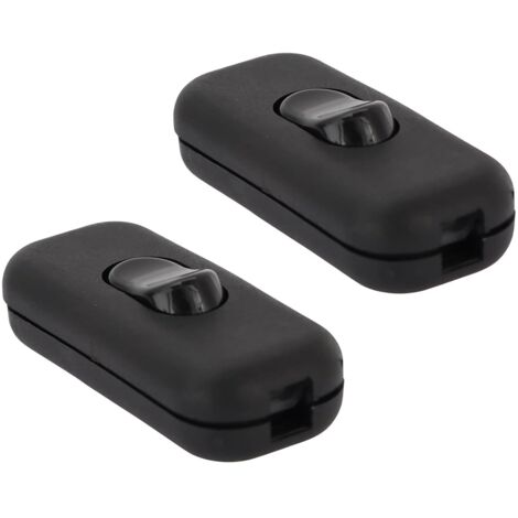 Lot de 2 Noir Interrupteur torpedo 6A 250V, Interrupteur à Bascule, Interrupteurs Bi-polaire, Lampes Inline 2 ou 3 ligne Inline Interrupteurs, pour petit Appareil, Lampe de Bureau, Lampe de Chevet