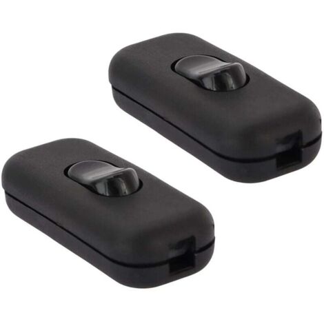 Lot de 2 Noir Interrupteur Torpedo, Interrupteur à Bascule, Interrupteur Bi-polaire 6A 250V, Lampe Inline 2 ou 3 ligne Inline Interrupteur, pour petit Appareil, Lampe de Bureau, Lampe de Cheve