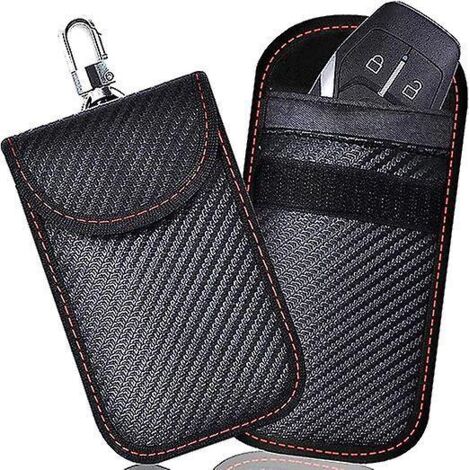 lot De 2 (noir), Tui De Protection Anti-rfid En Fibre De Carbone, Sac De Blocage De Signal De Botier De Cl De Voiture Anti-rfid