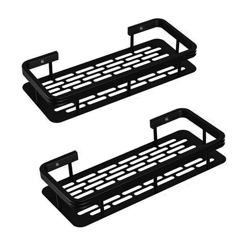 Lot de 2 NoirEtagère Douche, Porte Savon Douche, Serviteur de Douche Sans Perçage, Paniers Rangement D'organisateur de Douche Mural Support Douche