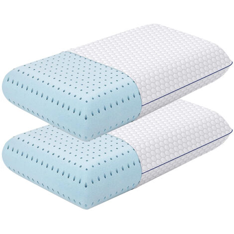 Lot de 2 Oreiller Mémoire de Forme Ergonomique – Oreiller de Couchage Respirant avec Housse Lavable, Soutien Cervical pour Dormeurs Côté Dos Ventre, Oreiller Lit Taille Standard