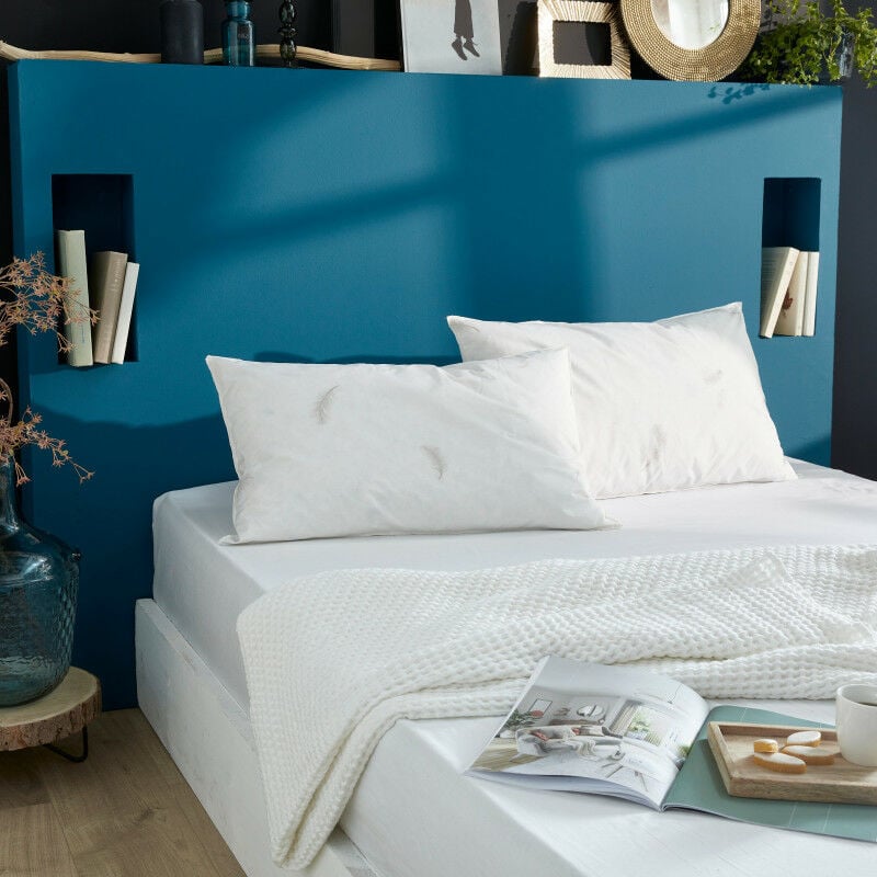 Lot de 2 oreillers 45 x 70 cm Blanrêve Gamme Naturelle "Prestige" plumes véritables confort moelleux