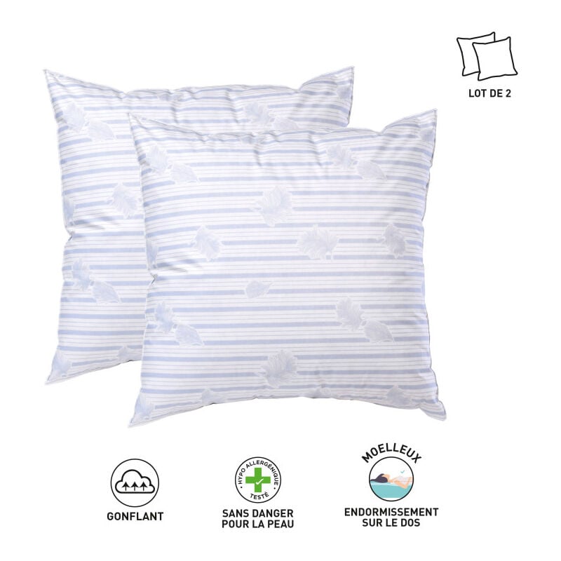 Blanreve - Lot de 2 oreillers 60 x 60 cm Blanrêve Gamme Naturelle 'Prestige' plumes véritables confort moelleux
