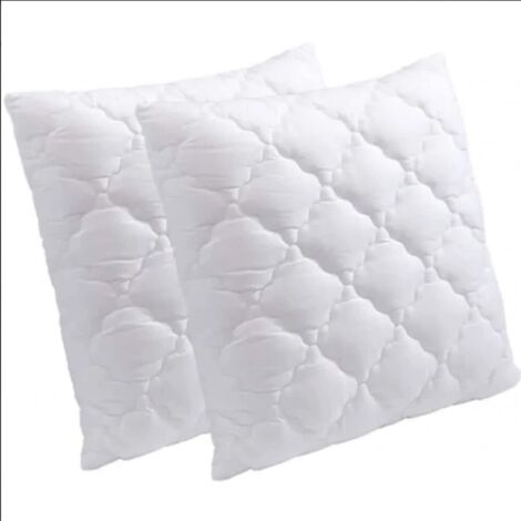 Lot de 2 oreillers 65 x 65, Mousse à mémoire de Forme, Spécial Cervicale, PROMOLINGE + 2 Protèges Oreillers 65x65