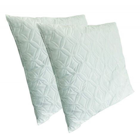 Lot de 2 Oreillers carrées 60x60cm garni de flocon mémoire de Forme, Coussin carré antiacarien et anti allergénique