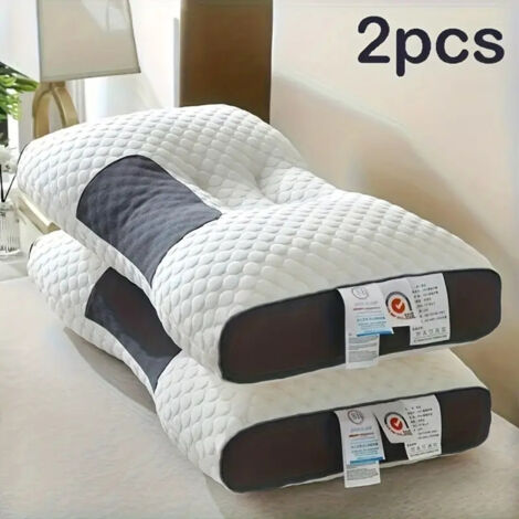 Lot de 2 oreillers cervicaux ergonomiques, oreiller standard pour canapé, idéal pour la nuque et le massage, oreiller orthopédique pour le côté, le dos et le ventre.