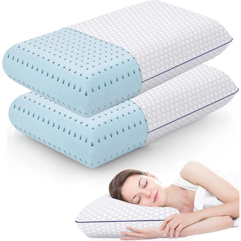 Lot de 2 Oreillers en Mousse à Mémoire de Forme – Pour Dormeurs sur le Côté, le Dos et le Ventre, Housse Lavable et Respirante, Oreillers Standard