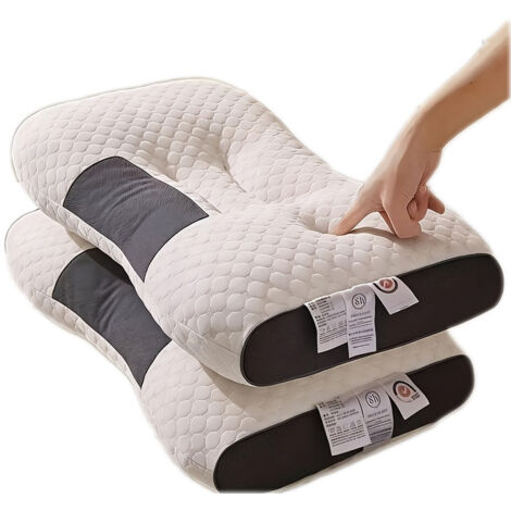 Lot de 2 Oreillers ergonomique apnée du sommeil – Mousse à mémoire de forme – Soutien cervical anti-ronflement oreiller orthopédique