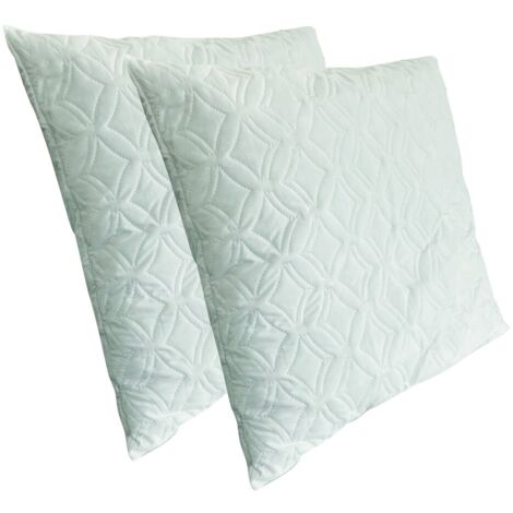 Lot de 2 Oreillers Fermes 60x60cm à flocon mémoire de Forme, Coussin carré antiacarien et anti allergénique PROMOLINGE.