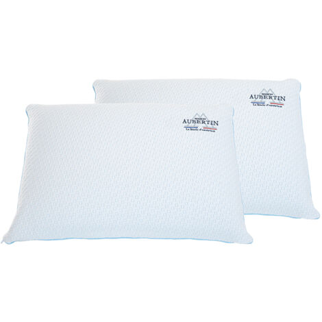 Lot de 2 oreillers mémoire de forme viscoélastique 60 x 40 cm – Housse ultra-douce lavable – Technologie Gel+ pour fraîcheur tempérée – Maison Aubertin