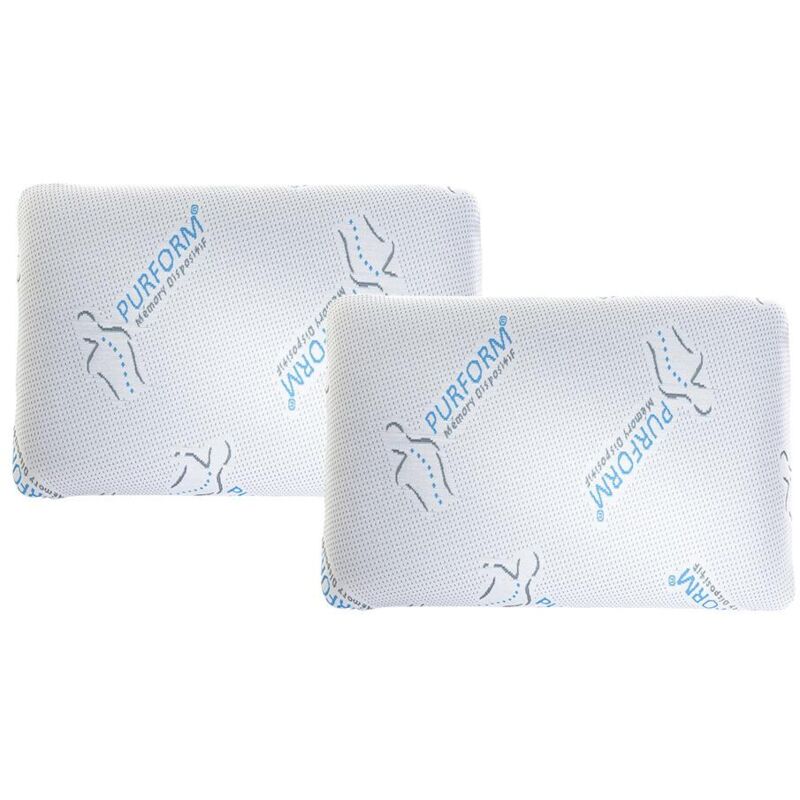 Lot de 2 oreillers mémoire de forme anti acariens 60 x 40 cm PURFORM - SIRONA