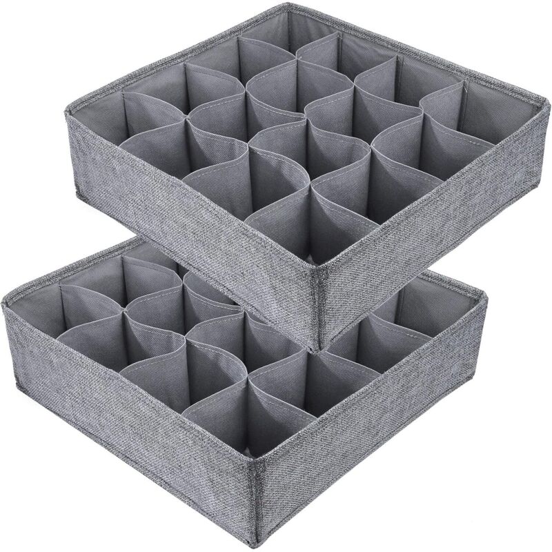 Linghhang - Lot de 2 Organisateur de Tiroir Pliable Tissu de jute pour Sous-vètements, Soutien-Gorges, Chaussettes Boîte de Rangement à Compartiment