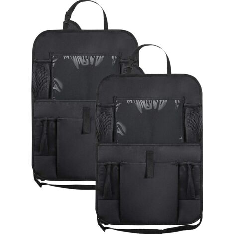 Lot de 2 organisateurs de dossier de siège auto, protection anti-coups de pied et de pied, avec support transparent pour tablette 10 pouces et 5 poches de rangement, idéal pour les enfants.