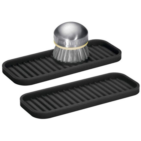 Lot de 2 organisateurs d'évier, plateau à couverts et tasses avec coussinet en silicone