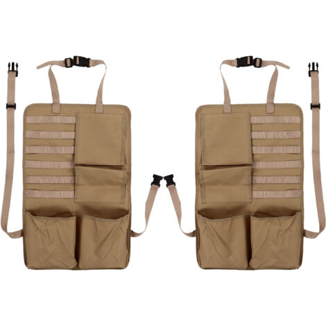 Lot de 2 organiseurs de dossier de siège auto – Sacs de rangement suspendus – Couleur kaki