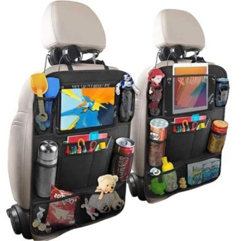 Lot de 2 organiseurs de siège arrière de voiture avec 9 poches de rangement pour tablette iPad 10 pouces, housse de protection étanche pour siège arrière de voiture, pour les voyages des enfants et de