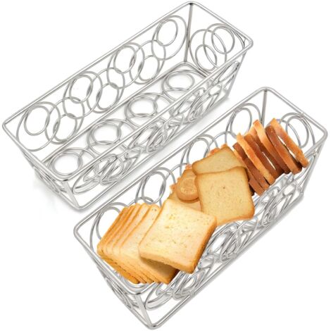 Lot de 2 organiseurs élégants en métal pour sachets de thé, paniers de rangement en fil métallique pour cuisine, salle de bain, café, 22 x 8,9 x 6,1 cm