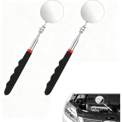 Lot de 2 outils ramassage magnétiques avec poignée télescopique, miroirs d'inspection voiture flexibles miroir récupération extensible pour mécanicien -