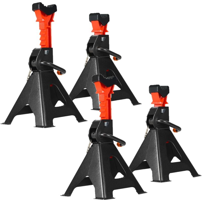 Lot de 2 paires de chandelles d'essieu 3T - Hauteur réglable de 285 à 430 mm - Avec sécurité - Pour voiture, caravane, camping-car