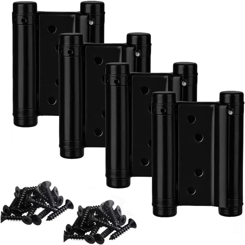 Lot de 2 paires de charnières de porte à double action en acier inoxydable noir mat 76 mm