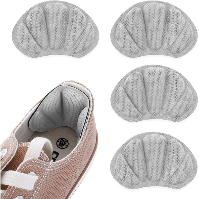 Linghhang - Lot de 2 paires de coussinets de talon épais pour chaussures (couleur gris)- Semelles arrière - Anti-ampoules - Pour homme et femme