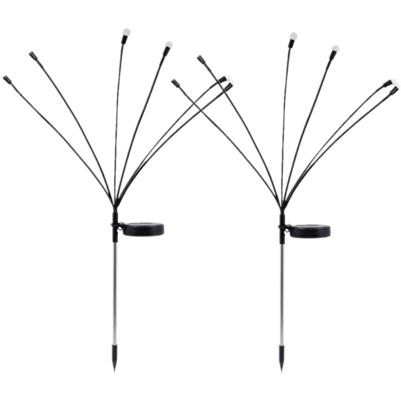 Lot de 2 paires de lampes solaires à 6 lumières, lumière chaude et constante, longueur 75 cm, imperméables, pour décoration de pelouse