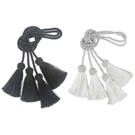 Lot de 2 paires de pinces à rideaux décoratives faites à la main, avec pompon, pour la maison et le bureau