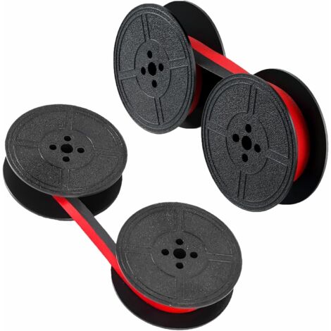 Lot de 2 paires de rubans universels pour machine à écrire, double bobine, pour la plupart des machines à écrire - Noir et rouge