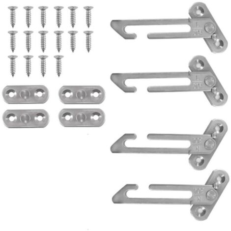 Lot de 2 paires de verrous entrebâilleurs de fenêtre en acier inoxydable UPVC 304 avec verrou de sécurité enfant avec vis (argent, 2 paires)