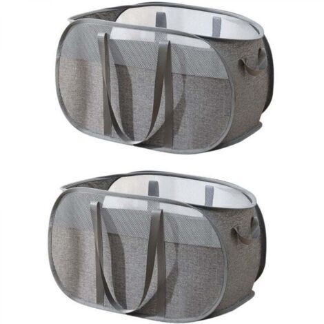Lot de 2 Panier a Linge Pliable, Panier Linge Pliable, Paniers à Linge pliables, sac a linge en maille pour vêtements sales, dortoirs, familles