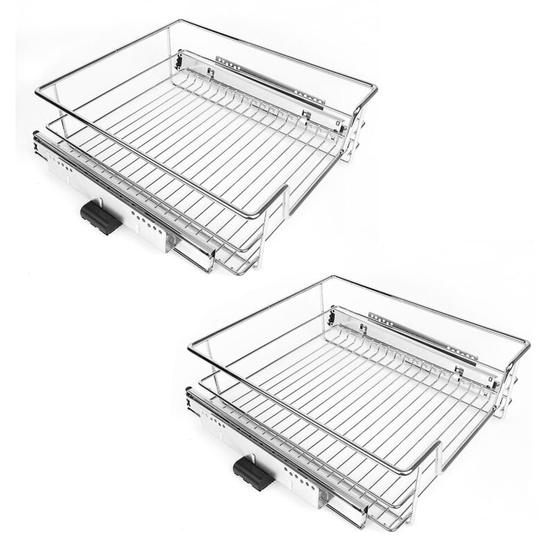 Lot de 2 Panier à tiroir télescopique 41cm pour Placard ou Cabinet de Cuisine