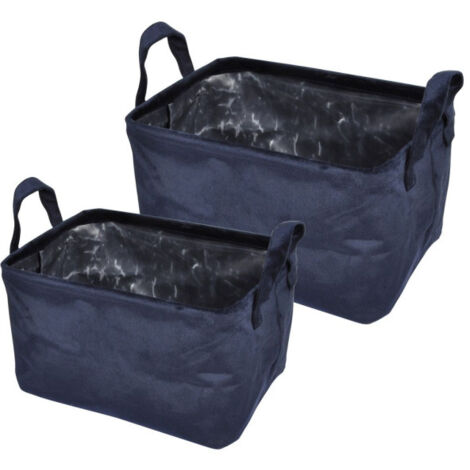 Lot de 2 Panières Rectangles "Velvet" 32cm Bleu Foncé