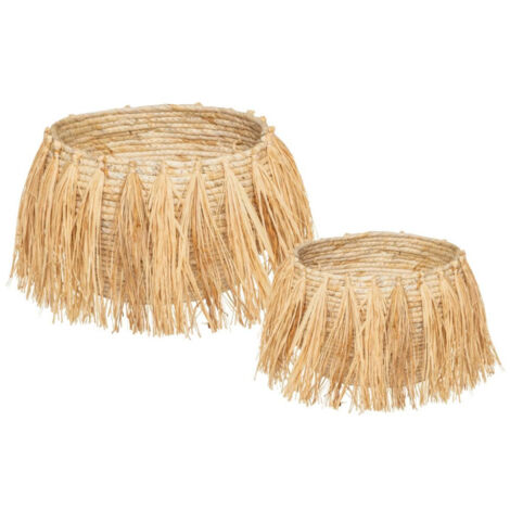 Lot de 2 Paniers à Franges "Safari" 25cm Beige