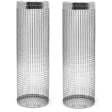 Lot de 2 paniers à griller à roulettes - Le meilleur panier à griller jamais conçu, grille ronde en acier inoxydable