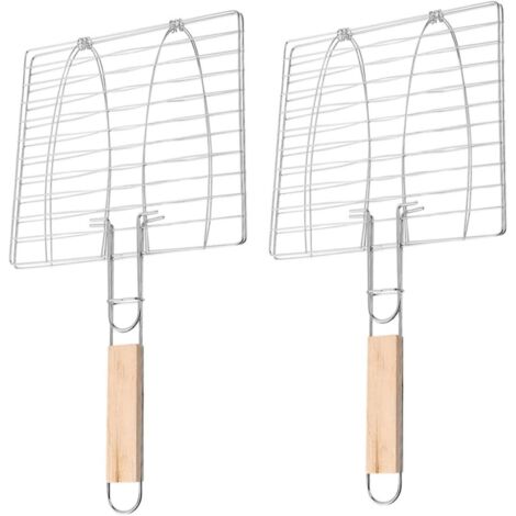 Lot de 2 Paniers à Griller en Maille Métallique pour Barbecue Pince à