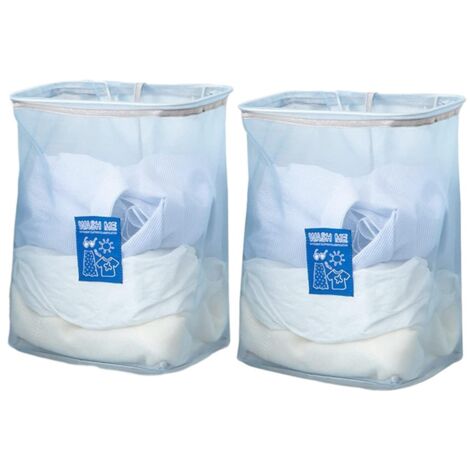 Lot de 2 paniers à linge bleus pliables pour rangement mural, vêtements sales et jouets