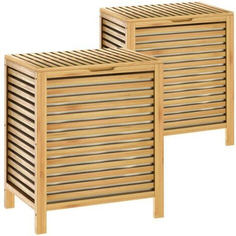 Lot de 2 Paniers à Linge coffre Meuble Bambou, 61 cm de haut et 62 litres environ
