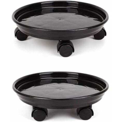 Lot de 2 paniers à plantes, support rond pour plantes en pot de 30 cm sur roulettes, support pour pots de fleurs robuste sur roulettes, chariot à chariot, plateau à soucoupes avec roues universs