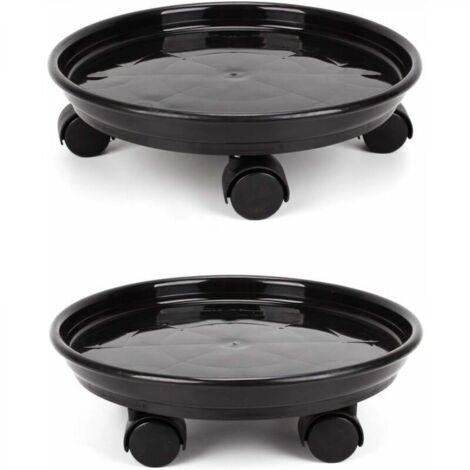 Lot de 2 paniers à plantes, support rond pour plantes en pot de 30 cm sur roulettes, support pour pots de fleurs robuste sur roulettes, chariot à chariot, plateau à soucoupes avec roues universs
