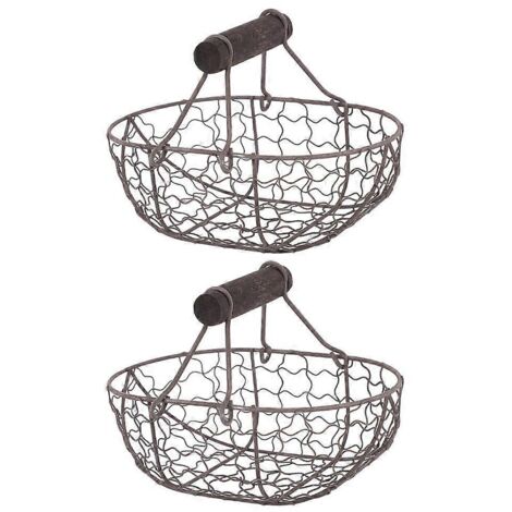 Lot de 2 paniers de rangement décoratifs pour fruits, présentoirs à fruits et boîtes de conservation pour aliments.