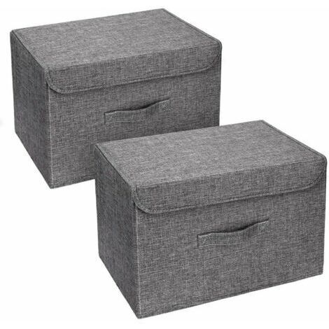 Lot de 2 paniers de rangement lavables et pliables pour vêtements, idéaux pour la maison, le bureau, la chambre d'enfant, le dressing et la chambre à coucher (gris)