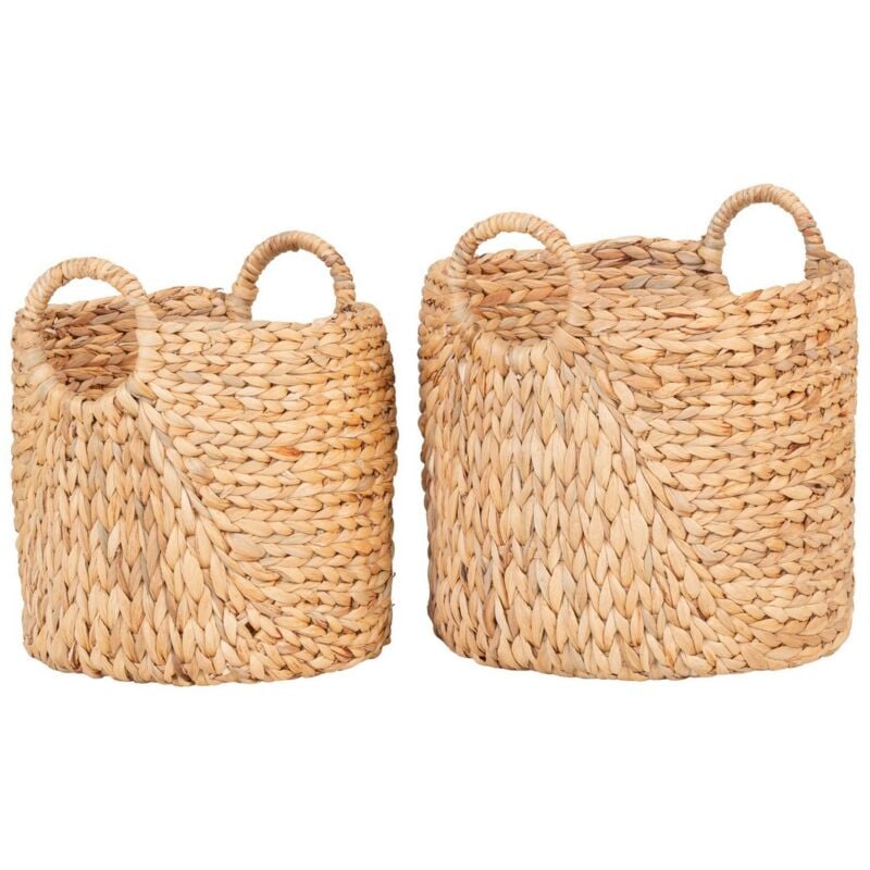 Lot de 2 Paniers Décoratifs de Rangement Passo, Jacinthe d'Eau, Marron, 35x35x37 cm