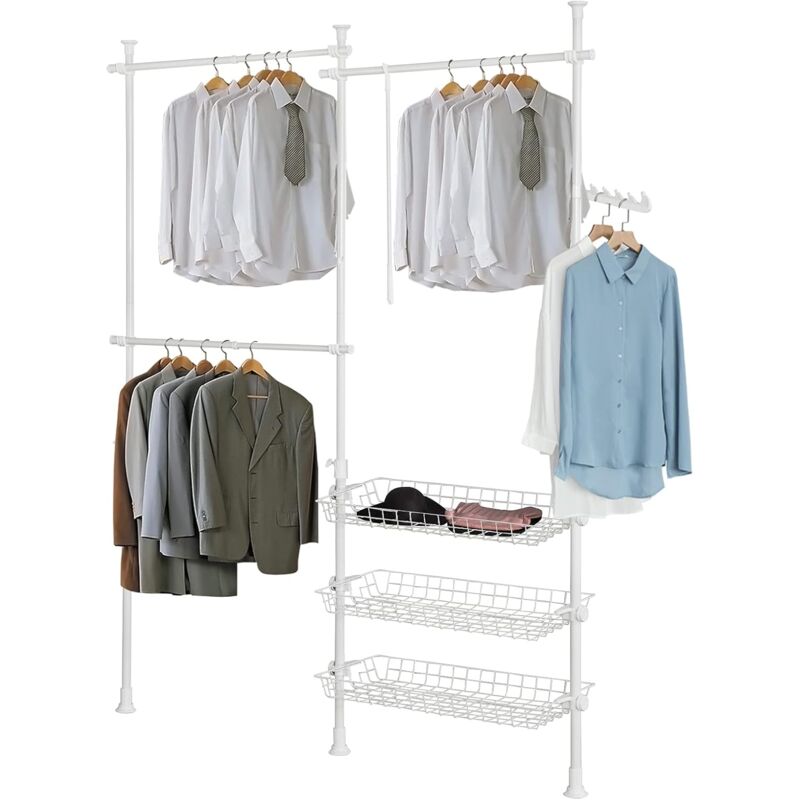 Sobuy - FRG34-W Télescopique Garde-Robe Système Herkule, Portant de vêtement Largeur (160-195cm) x Hauteur (103-278cm)