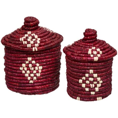 Lot de 2 paniers de rangement Sien terracotta en paille - Atmosphera créateur d'intérieur