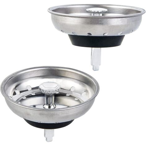 Lot de 2 Paniers de Récupération de Déchets pour Bonde d'Évier - Compatible Bondes Standard 8.9 cm - Remplace le Filtre d'Origine - pour Cuisine