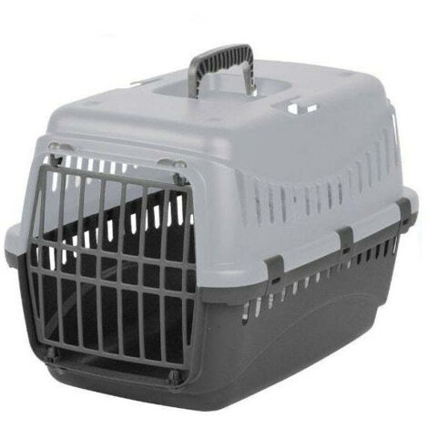 Lot de 2 paniers de transport caisse de transport cage de transport chiens et chats gipsy gris clair et gris anthracite 45x30x30cm