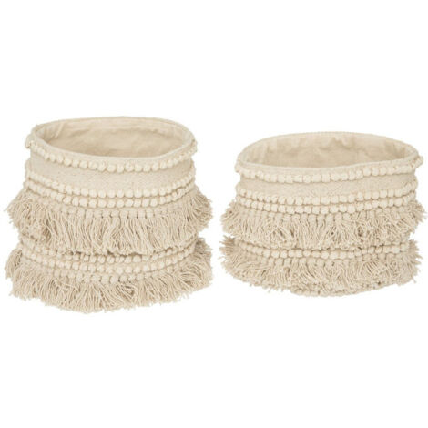 Lot de 2 Paniers Déco "Seav" 25cm Beige