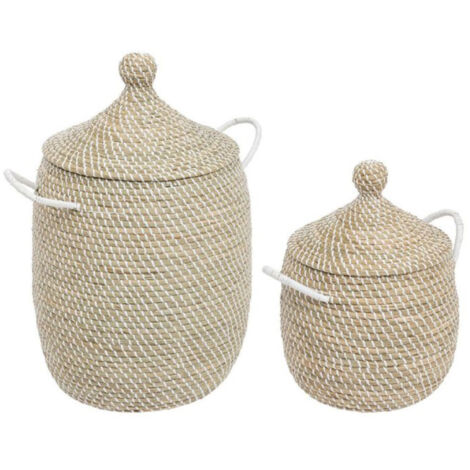 Lot de 2 Paniers déco "Soleya" 58cm Beige